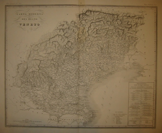 Zuccagni-Orlandini Attilio (1784-1872) Carta moderna del Regno Veneto 1844 Firenze 